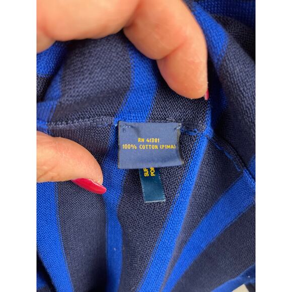 Ralph Lauren Polo Golf Blue Stripes Long Sleeve Cowl Neck Sweater Size Large - Picture 9 of 9